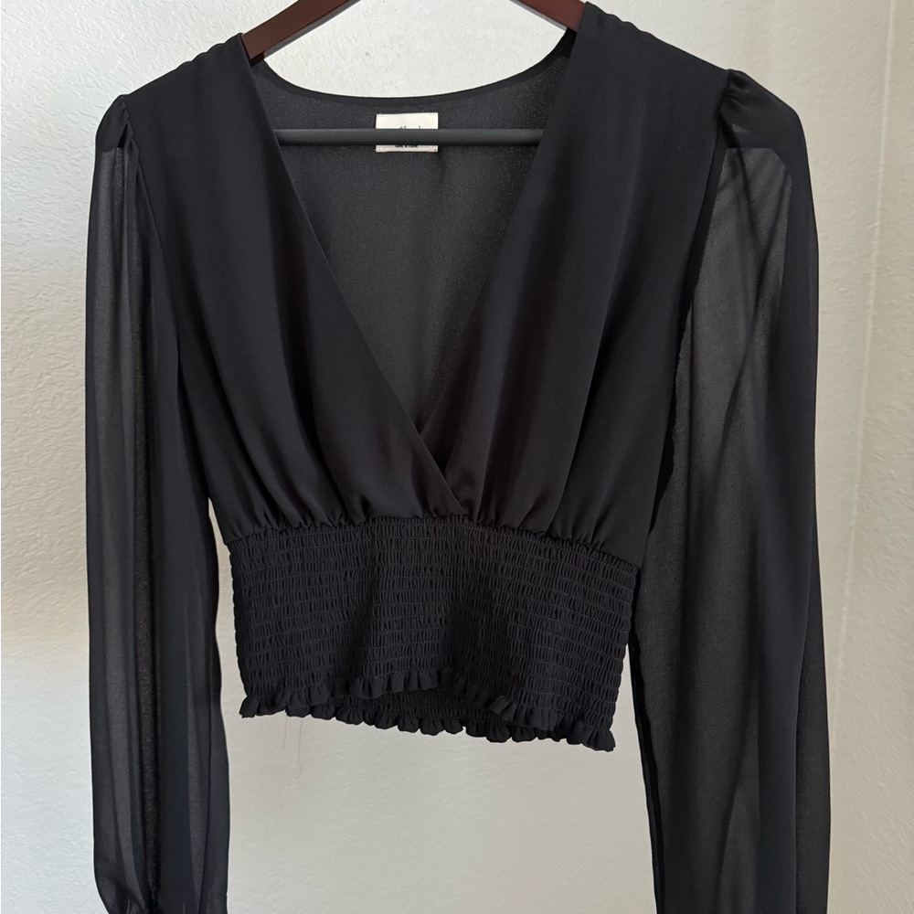 Aritzia Black Sheer Blouse
